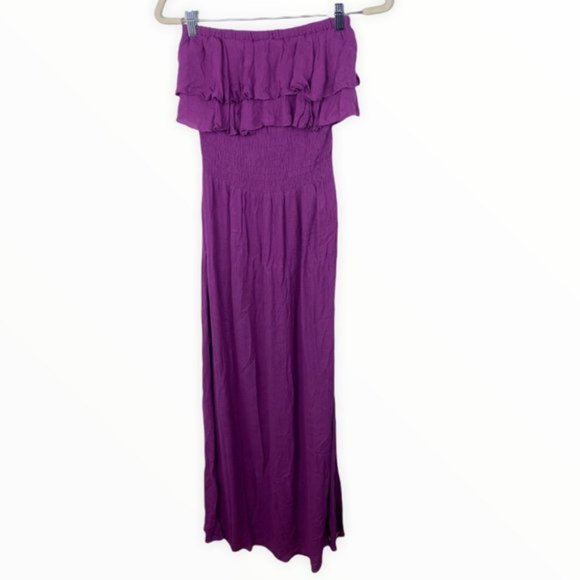 Revolve 525 America Purple Strapless Ruffle Maxi Dress Size XS Viscose Violet - Picture 3 of 10